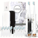 2 Pack Sonic Electric Toothbrushes For Adult With 16 Brush Heads, Ultra Long Battery Life & Fast Charging, 6 Cleaning Modes Smar, Smart Time Reminder Travel Electric Toothbrush
