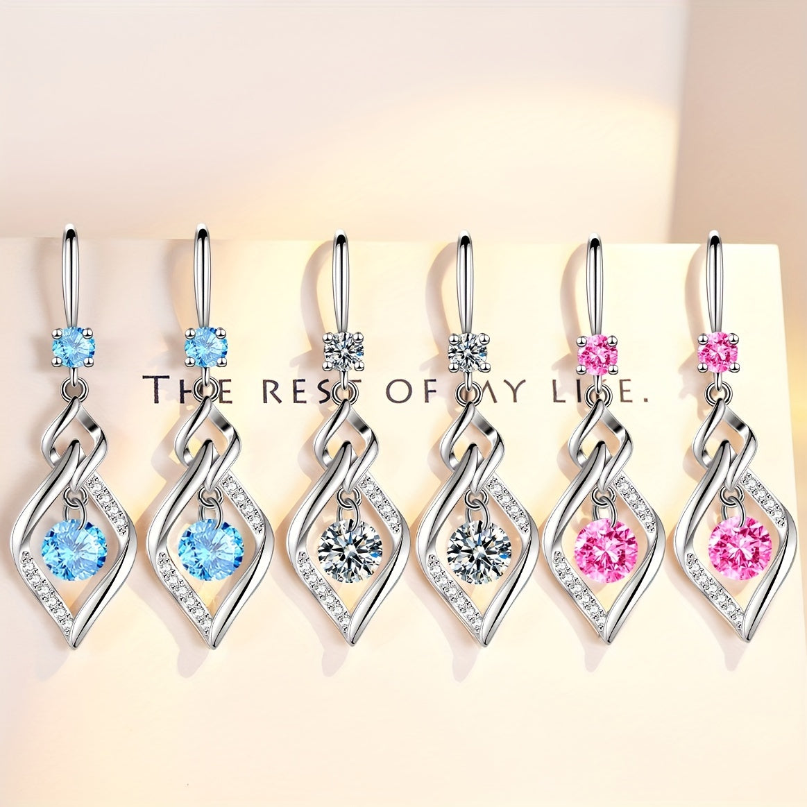Rhombus Drop Earrings - Luxury Party Jewelry for Women with Inlaid Round Cut, Perfect for Prom, Dinner, and Decorative Occasions