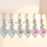 Rhombus Drop Earrings - Luxury Party Jewelry for Women with Inlaid Round Cut, Perfect for Prom, Dinner, and Decorative Occasions