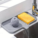 Silicone Kitchen Sink Organizer - Soap Dish Holder With Drain Tip, Countertop Scrubber Pad For Sponges & Brushes, Home Bathroom Essentials