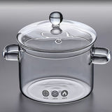 Rust-Resistant Clear Glass Cooking Pot with Lid - Durable Borosilicate Glass, Ideal for Open Flame & Electric Ceramic Stoves, Perfect for Vegetable Production & Soup Stew Cooking, Easy to Clean & Heat Resistant