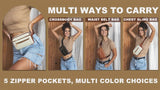[Synthetic Leather Fanny Pack] 1pc Synthetic Leather Women's Casual Fanny Pack - Adjustable Strap Crossbody Belt Bag with Zipper Closure and Lining, Solid Color Waist Bag