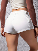 High-Waisted Denim Shorts for Women - Soft Slight Stretch Fabric, Fashionable Casual Style, Perfect for Summer Wear, No Printing, Solid Color, Woven, and Relaxed Fit