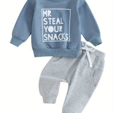 Toddler Boys 2PCS Pants Sets Long Sleeve Letter Print Sweatshirt Tops and Drawstring Pants Sets