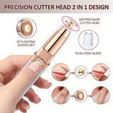 1pc FAMORIAL Women's 2-in-1 Rechargeable Eyebrow Trimmer & Facial Hair Remover with Built-in LED Light, Painless Hair Shaver with Golden-Tipped Head & Handle, Multi-Purpose for Face, Body, Eyebrows, Lips, Chin, Arms, Legs - W