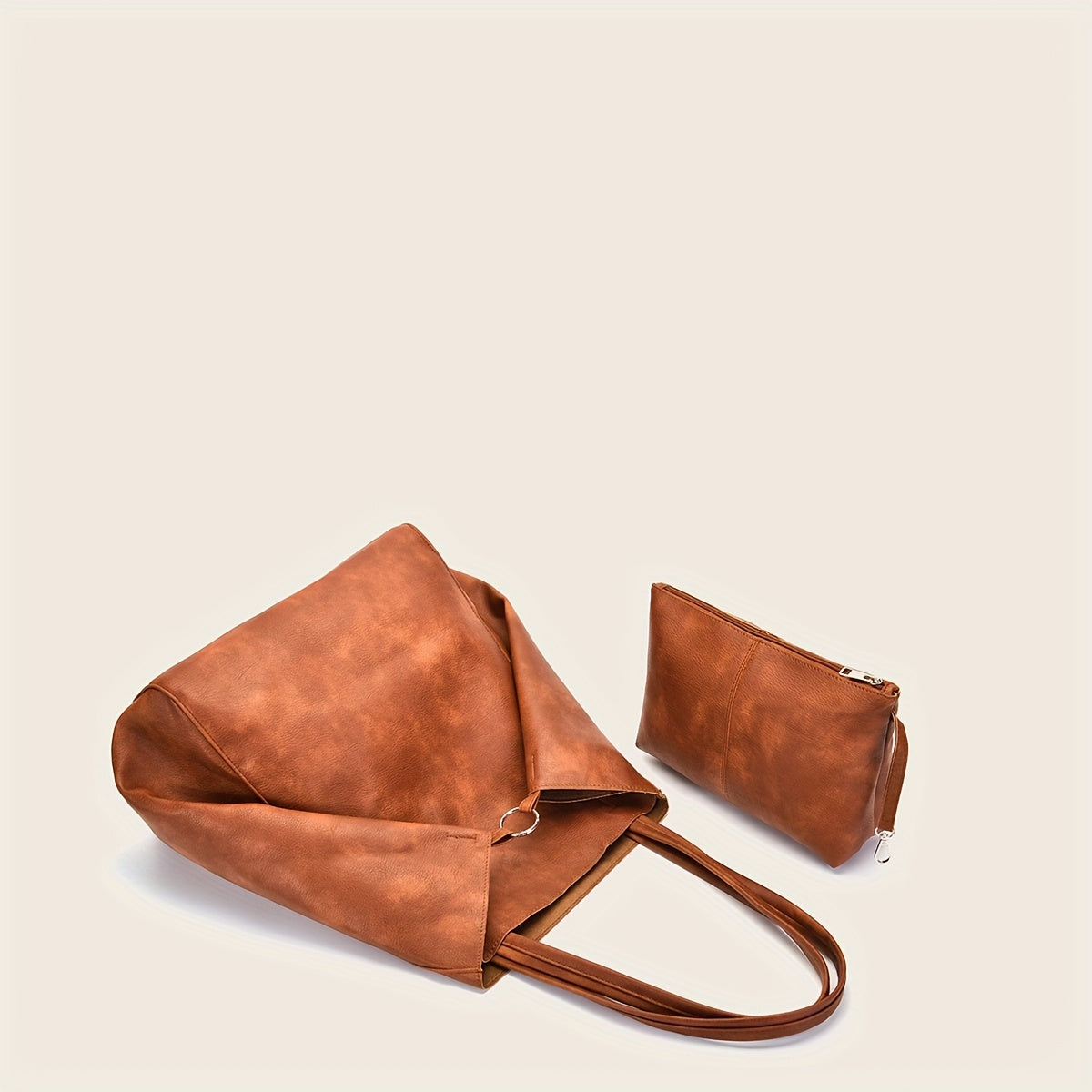 Large Capacity Retro Soft PU Leather Tote Bag - Stylish Buckle Closure Shoulder Bag with Spacious Interior - Trendy Handbag for Women with Classic Design