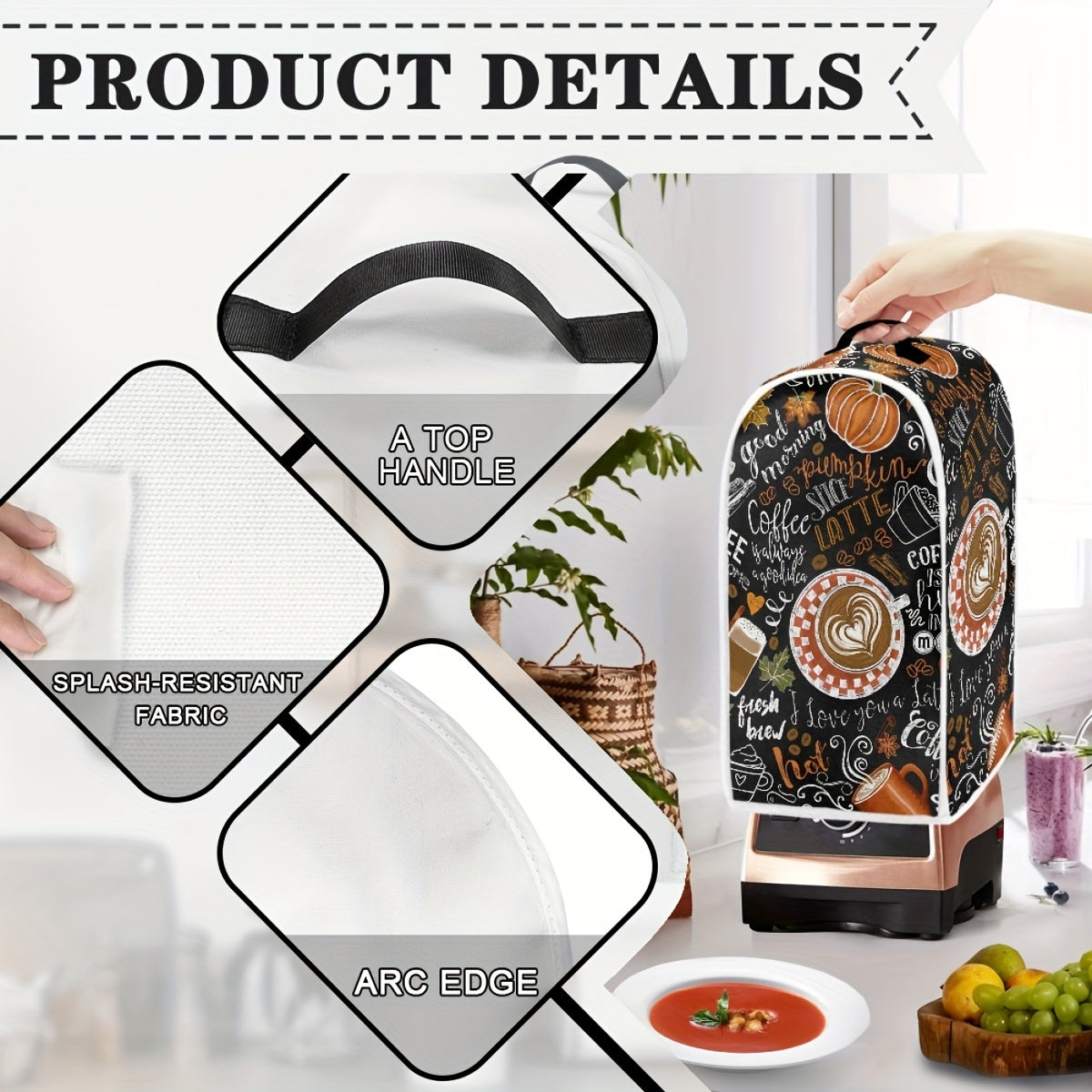 Coffee Style Blender Covers Kitchen Appliance Dust Cover Blender Protector Washable Anti Splash Coffee Maker Food Processor Protection Covers For Women - Coffee Lover