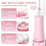 Pink Water Flosser And Electric Toothbrush, 6 Jet Tips & 8 Brush Heads, Usb Chargeable, Best Christmas Gift