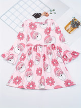 Festive Girls' Christmas Party Dress - Casual & Stretchy Santa Claus & Candy Graphic Kids Clothes for Girls