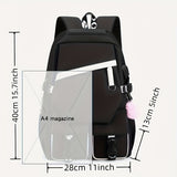 Sanrio Hello Kitty Backpack for Women, Preppy Style Nylon School Bag with Polyester Lining, Large Capacity Zippered Foldable Outdoor Travel Rucksack with Cute Fashionable Design