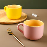 1pc Large-Capacity Solid Color Ceramic Mug - Coffee Cups & Mugs for Breakfast, Oatmeal, Coffee, Tea, and Water - Creative Household Essentials with Durable Design and Easy Grip Handle