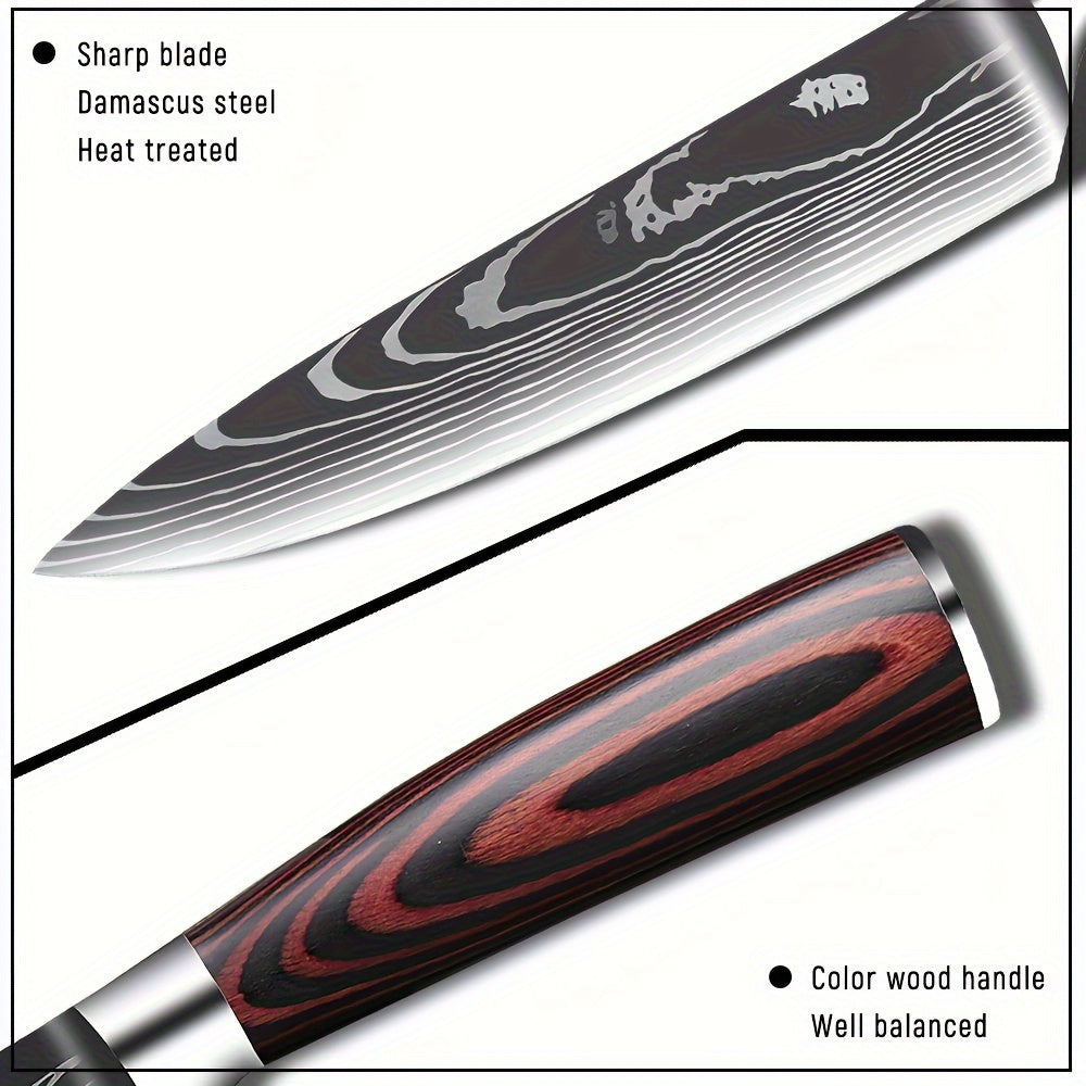 3-10pcs Stainless Steel Deluxe Kitchen Knife Set - Ergonomic Wooden Handle, Sharp Blade, Multi-Purpose, Portable for Home, Outdoor Camping, Dormitory, and More - Perfect for Chefs, Cooking Enthusiasts, and Foodies