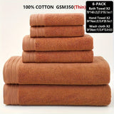 6-Piece Luxury Cotton Towel Set - Ultra-Absorbent, Quick-Drying, Super Soft, and Thickened for Bathroom Essentials - Complete Home Bathroom Supplies with 2 Washcloths, 2 Hand Towels, and 2 Bath Towels