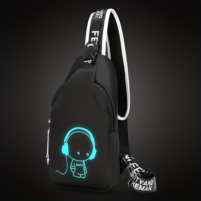2pcs/set Cartoon Print Large Capacity Casual Backpack, 2-Piece Set: Travel Backpack, School Bag, Chest Bag