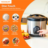 MOOSUM Electric Rice Cooker with One Touch for Asian Japanese Sushi Rice, 10-cup Uncooked/20-cup Cooked, Fast&Convenient Cooker with Steamer, Stainless Steel Housing and Auto Warmer