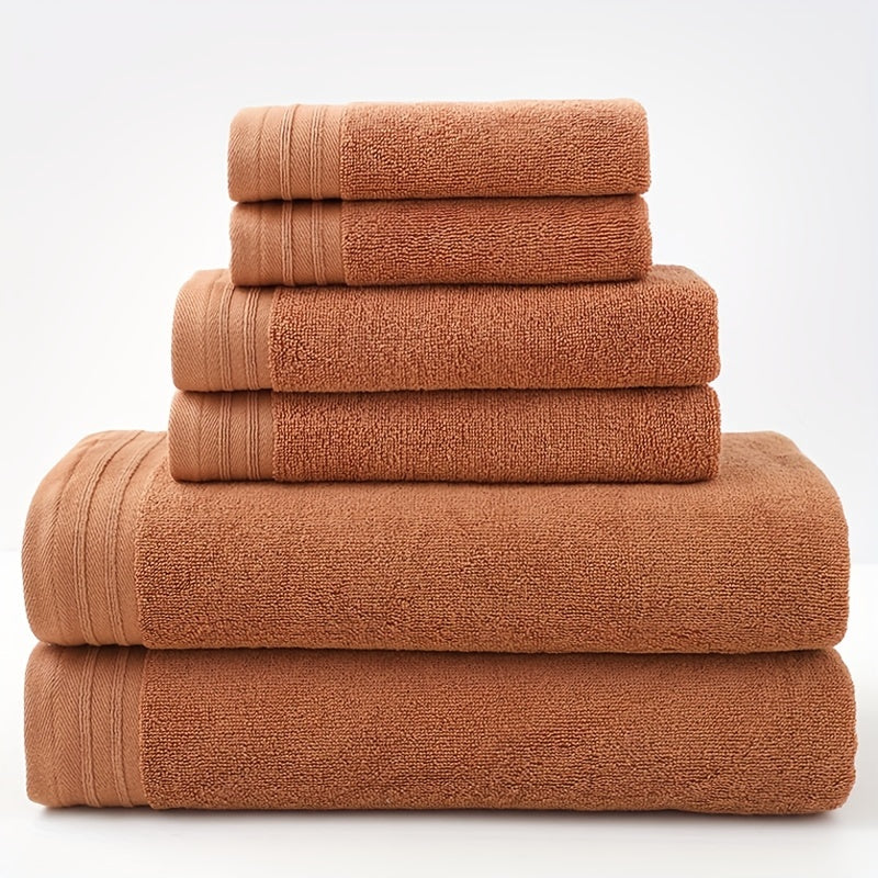 6-Piece Luxury Cotton Towel Set - Ultra-Absorbent, Quick-Drying, Super Soft, and Thickened for Bathroom Essentials - Complete Home Bathroom Supplies with 2 Washcloths, 2 Hand Towels, and 2 Bath Towels