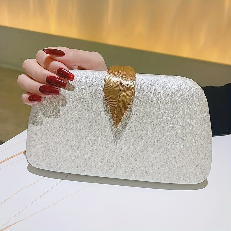Elegant Faux Leather Evening Clutch Bag for Women - Buckle Closure, Rayon Lining, Solid Color, Perfect for Wedding Party, Prom, and Formal Events - Stylish and Compact Design