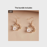 Dongda Super Fairy Quality Silvery Needle Bee Garland Shell Flower Stud Earrings