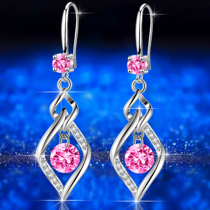 Rhombus Drop Earrings - Luxury Party Jewelry for Women with Inlaid Round Cut, Perfect for Prom, Dinner, and Decorative Occasions