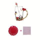 Set, Elegant Flower Pattern Tea Cup With Coaster And Spoon, 350ml/11.8oz Clear Glass Coffee Mug Set - Coffee Cups, Water Cups - For Summer & Winter - Suitable for Home & Office - Perfect Gift for Birthday