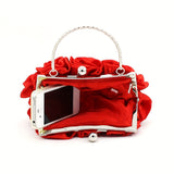 Elegant Floral Embellished Purse with Kiss Clasp