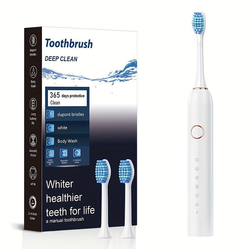 Smart Electric Toothbrush Kit for Adults - Deep Clean, Soft Bristles, USB Rechargeable with 800mAh Battery