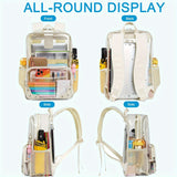 Clear Backpack for Women Men Stadium Events TPU Transparent Travel Backpacks Large Laptop College Bookbags Kids Elementary School Bag for Girls Boys Teens Student Causal Daypack-Beige
