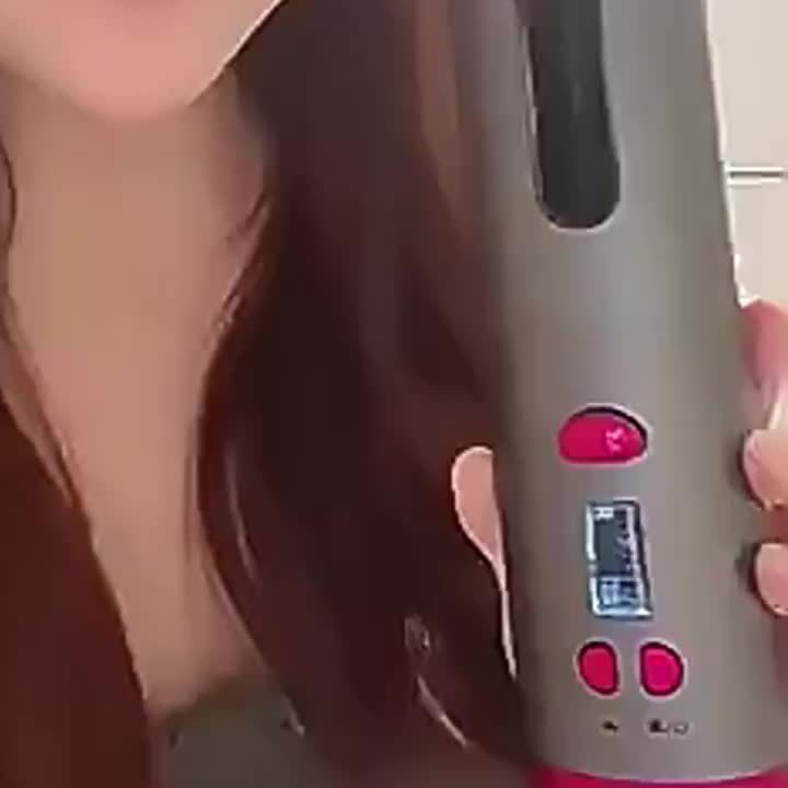 Automatic Cordless Hair Curler, Portable USB Rechargeable Curling Iron, LCD Display, Suitable For Travel And Quick Styling