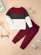 CETEPY Toddler Baby Boys Clothes Autumn Winter Outfits Color Block Long-sleeved Top + Trousers wIth Pockets Sets 12 Months-5 Years, for Outdoor
