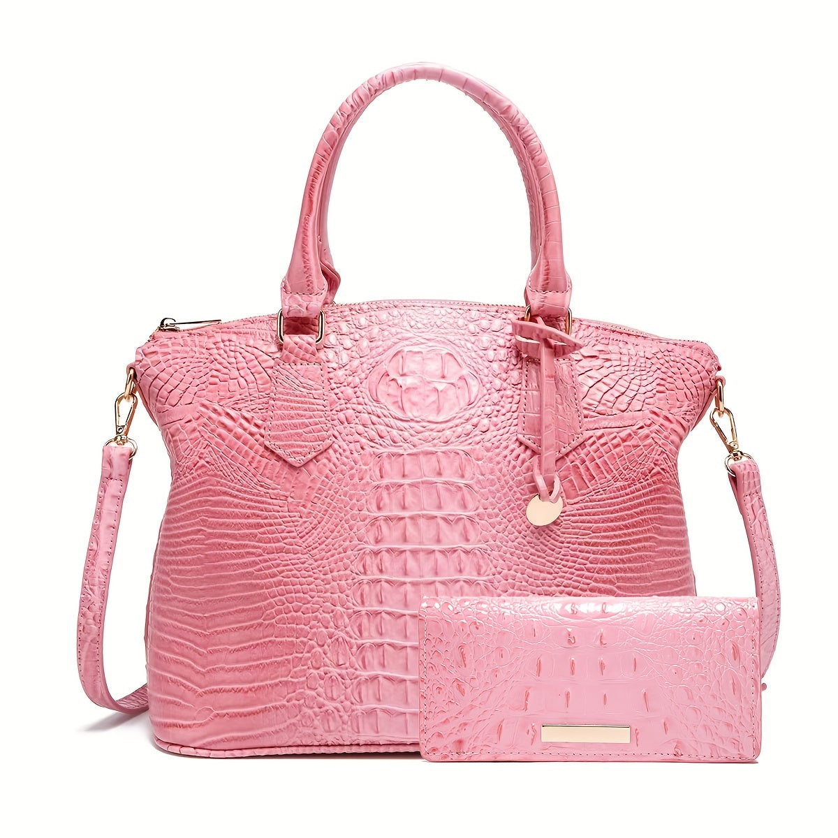 Chic Crocodile Embossed Womens Handbag - Top Handle Satchel with Roomy Interior & Convertible Crossbody Strap - Fashion Purse for Everyday Style