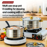 TAUFIKT 10pcs Set Of Stainless Steel Pots, Specifications Are 6.69/7.68/8.54/9.33/10.04inch, Stainless Steel Cooking Pot, 5 Pots + 5 Pot Lids, Suitable for Induction Cookers And Gas Stoves, Stainless Steel Double Handle with