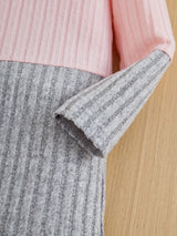 Girls Splicing Ribbed Knit Turtleneck Dress Kids Clothes Party Gift 3-8y