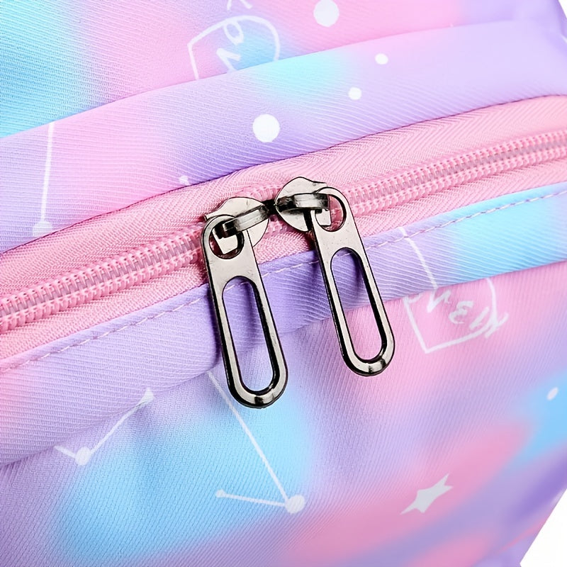 Vibrant Tie Dye Cartoon Pattern Backpack - Spacious School Bag with Insulated Lunch Box, Pencil Case, and Multiple Compartments for Organized School Use