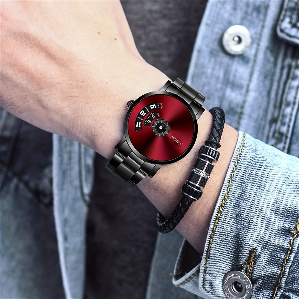 Stylish Luminous Men's Watch - High-Tech Trendy Wrist Watches for Men with Classic Red Western Style, Handsome High-End Design, and Versatile Fashion Sense