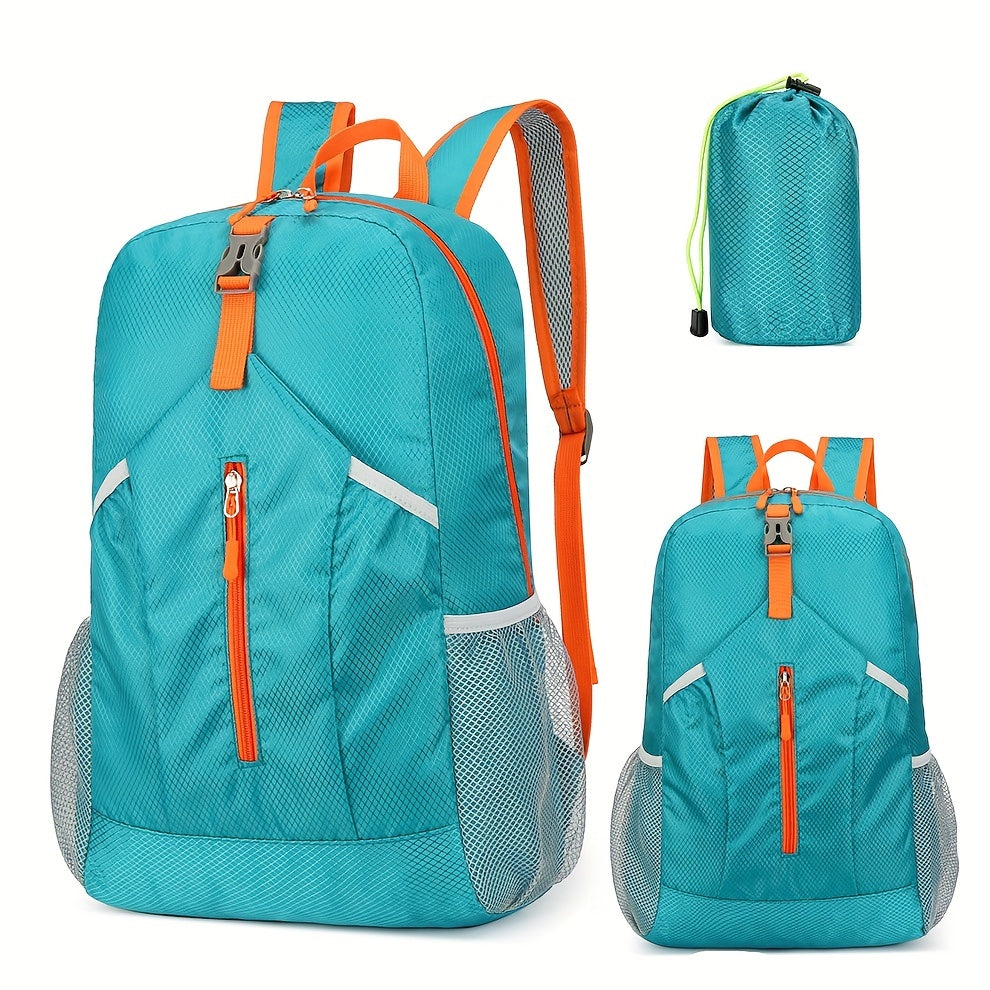 25L Foldable Outdoor Sports Backpack, Waterproof Mountaineering Hiking Travel Daypack, Color Contrast School Bag