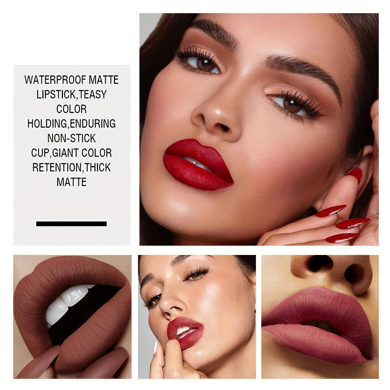 VERONNI 12pc Lip Glaze Collection - Smudge-proof Matte Lipstick Set with Non-transfer Formula - Diverse Multicolor Glosses for All-day Wear - Ultimate Makeup Kit & Festive Gift for Her