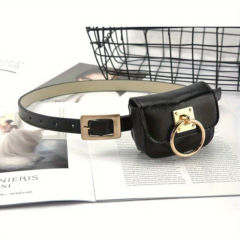 Womens Stylish Black PU Belt Bag - Trendy Crossbody & Waist Purse - Versatile Fanny Pack, Evening Clutch, Mini Handbag - Detachable, Adjustable, Secure - Fashion Accessory for Chic Style