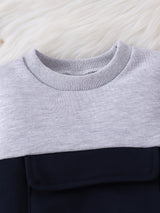 CETEPY Toddler Baby Boys Clothes Autumn Winter Outfits Color Block Long-sleeved Top + Trousers WIth Pockets Sets 6 Months-3 Years, for Outdoor