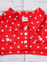 Baby Girl Outfit Red Head Knot+Red Dot Jacket+Black Suspender Mesh Skirt Three Pieces Set with 3 - 24 Months