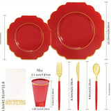 140PCS Plastic Plates - Gold Plastic Silverware, Gold Disposable Plates Include 40Plates, 20Cups, 20Forks, 20 Knives, 20Spoons, 20Napkins for Weddings & Parties