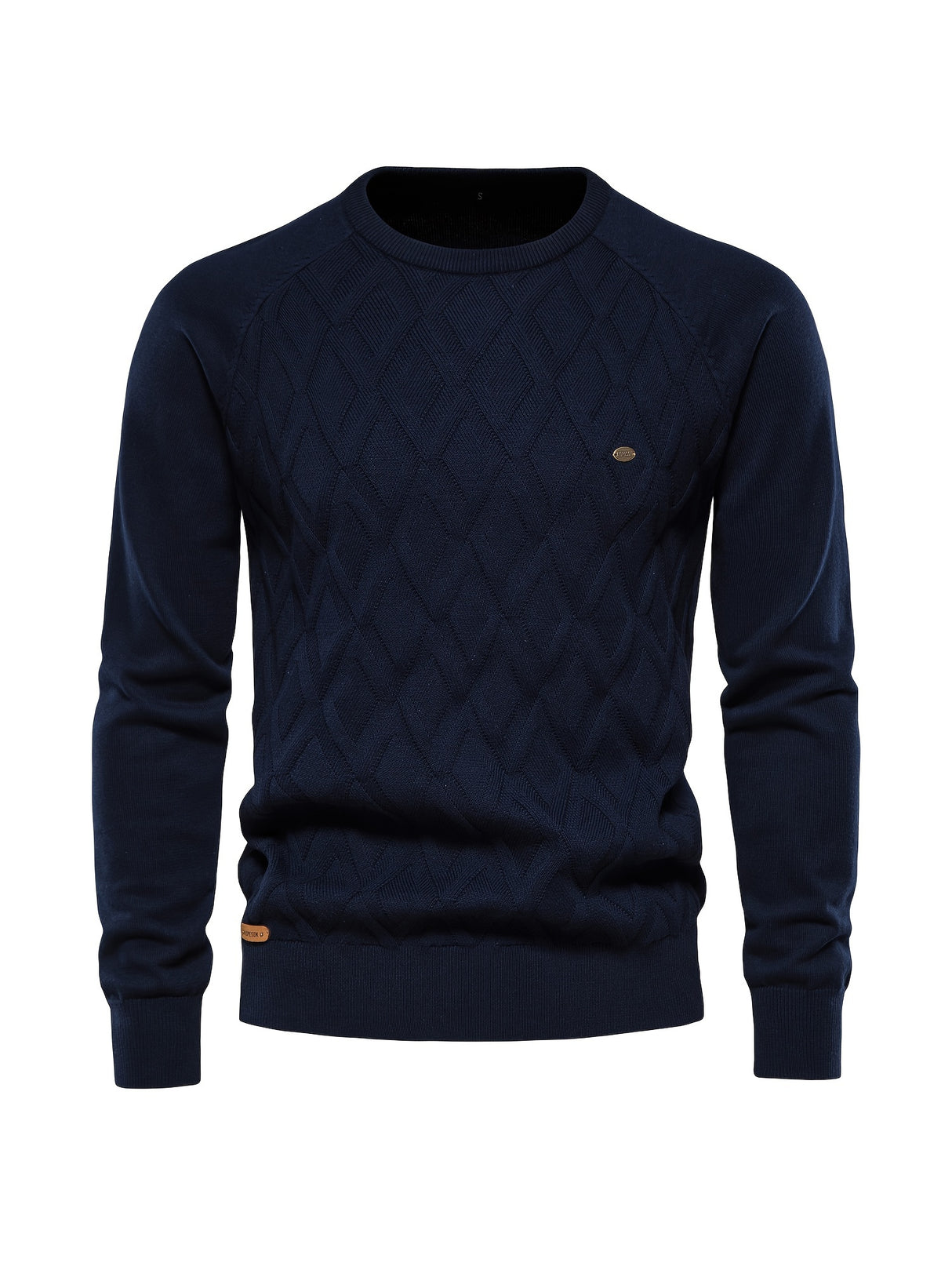 All Match Cotton Knitted Solid Sweater, Men's Casual Warm Slightly Stretch Crew Neck Pullover Sweater For Men Fall Winter