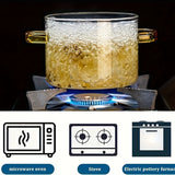 50.72oz Borosilicate Glass Stovetop Pot with Lid - Heat Resistant Transparent Cooking Pot for Soup, Milk, Porridge - Dual Yellow Handles, Microwavable & Stove Compatible Cookware