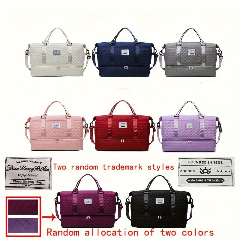 Large Capacity Travel Duffel Bag in Oxford Fabric, Portable Sports Gym Storage Bag, Weekend Overnight Bag for Women