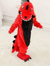 1pc Boys Cozy Dinosaur Hooded Jumpsuit For Halloween Parties, Boys Clothes