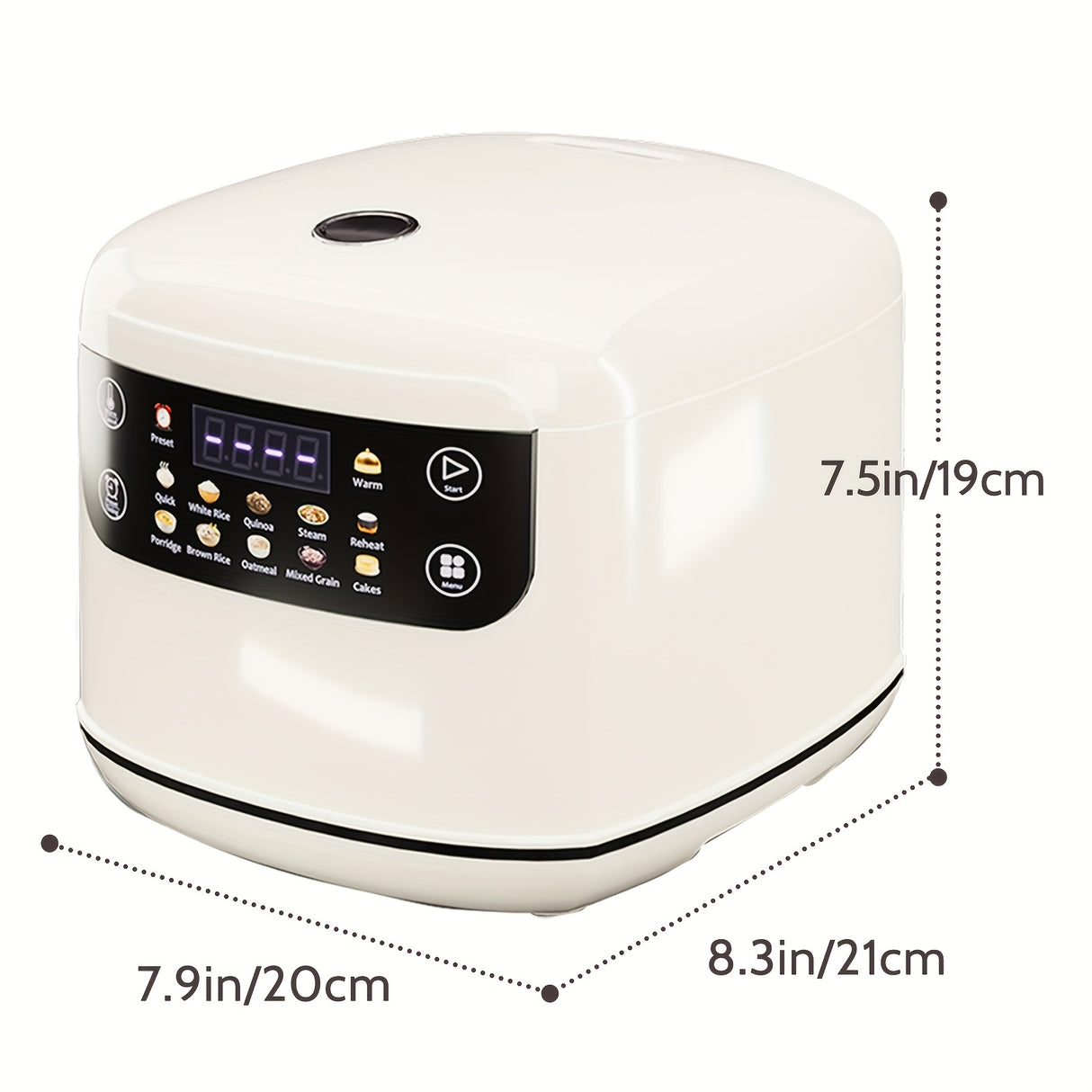 Bluebow 2L Mini Digital Rice Cooker - 10-in-1 Portable Multi-Function with Auto Presets, Non-Stick Inner Pot, Touch-Screen Controls, Delay & Keep Warm, White, Perfect for Home Kitchens, Sleek Modern Appliance | Durable Alumin