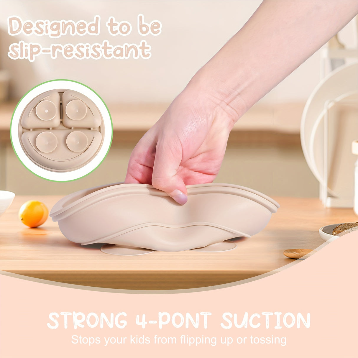 TYRY.HU 3pcs Baby Feeding Set Made of 100% Silicone, Featuring a Divided Suction Plate, Ideal for Baby-Led Weaning, Including Plates And Utensils, Suitable for Outdoor Dining, Camping, And As Gifts for Christmas, Halloween, A