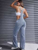 Women'S Clothing For Autumn And Summer, Women'S Summer Wear, Women'S Denim, Overalls, Adjustable Shoulder Straps, Loose Straight Legs, Wide-leg Denim Jumpsuits, Loose Jumpsuits