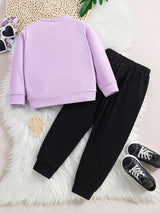 Girl's 2pcs, Sweatshirt & Sweatpants Set, Love Heart Print Long Sleeve Top, Casual Outfits, Kids Clothes For Spring Fall