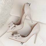 [High Heels for Wedding Party Women] Women's Elegant Bowknot Decor Stiletto Heels, FashionPointed-Toe Pumps, Cut-Out Side Design Heels, Wedding Party Prom High Heels For Women