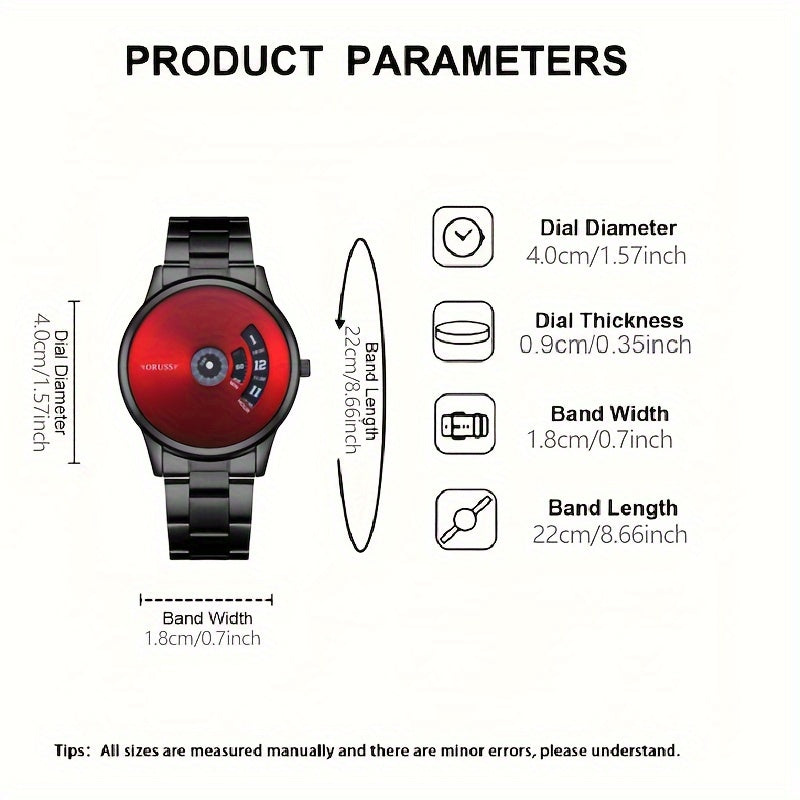 Stylish Luminous Men's Watch - High-Tech Trendy Wrist Watches for Men with Classic Red Western Style, Handsome High-End Design, and Versatile Fashion Sense
